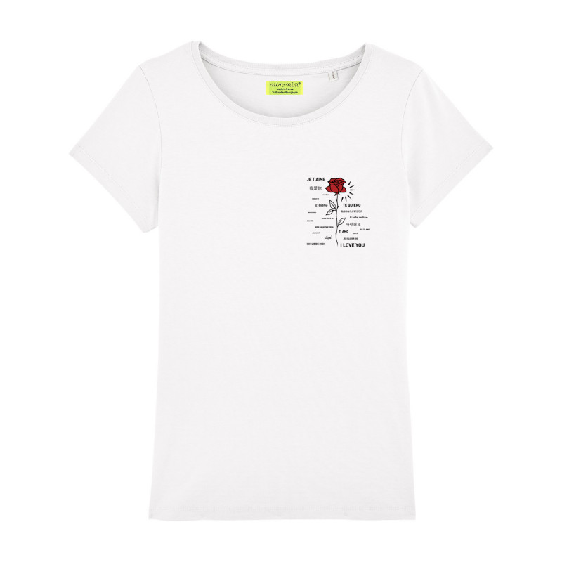 T-Shirt femme Saint-Valentin brodé Full of Love. Made in France Taille XS